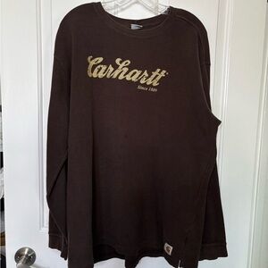EUCCarhartt Men’s Brown Logo Crewneck Waffle top size XL